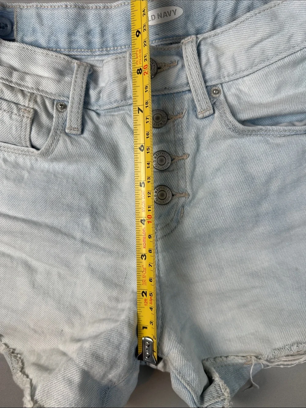 Old Navy Girls Button Front Shorts Light Blue Distressed High-Rise Denim Size 10